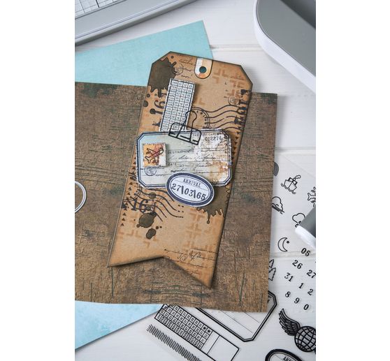 Sizzix Framelits Ponssjabloon en Clear Stamps "Globetrotter&rsquo;s Mark by 49 & Market"