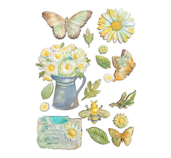 Silikonform A5 "Daisy Art", Daisy and Butterfly