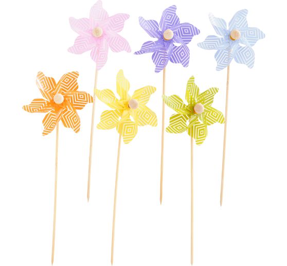 Windmolentjestekers met ruitpatroon, kleurrijk