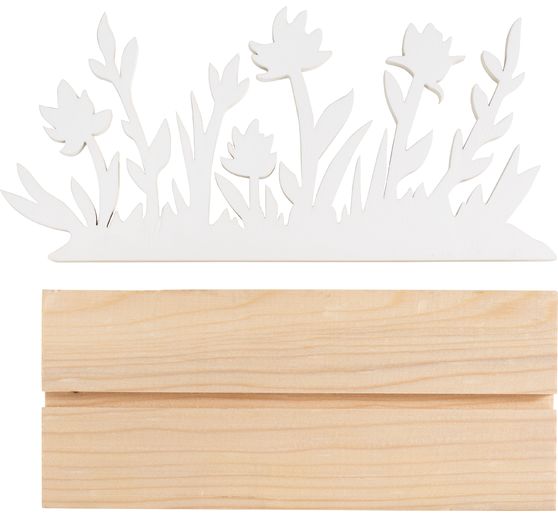 Holz-Deko "Blumenwiese auf Sockel"