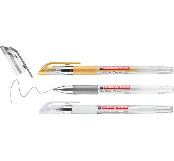 Rollers &agrave; encre gel m&eacute;tallis&eacute;e edding 2185, set de 3