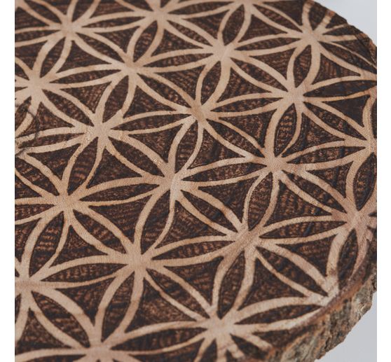 Houten decoratief paneel met schors, op poten, naturel