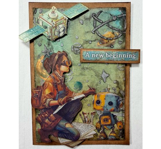 Soie de paille &agrave; motifs backgrounds &laquo; A New Beginning &raquo;, set de 8 pi&egrave;ces