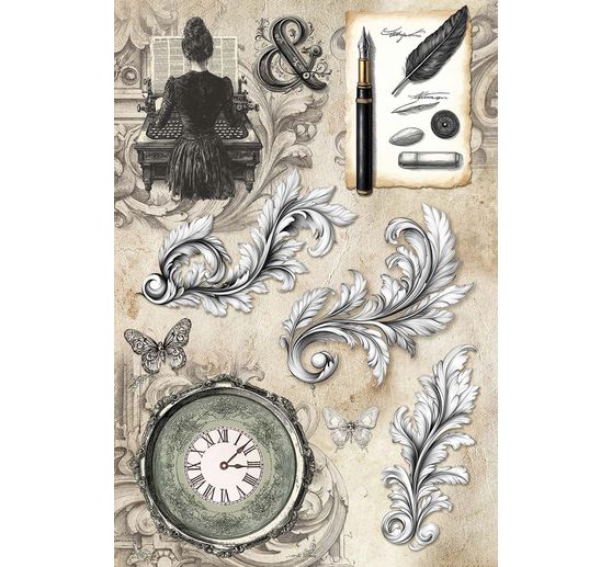 Assortiment de soies de paille &agrave; motifs &laquo; Typographic &raquo;, set de 4 pi&egrave;ces