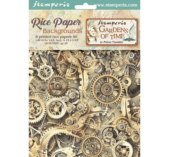 Achtergronden "Gardens of Time" motief strozijde, set van 8