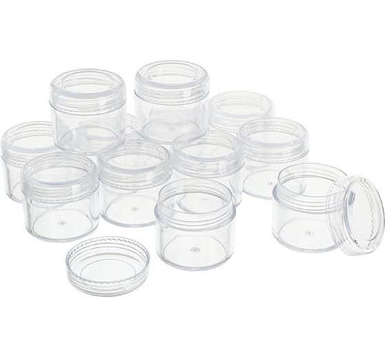 VBS Plastic jars with screw cap "Flat", 12 pieces