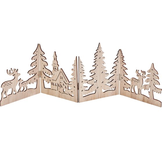 VBS Holz-Silhouette "Kirche mit Reh"