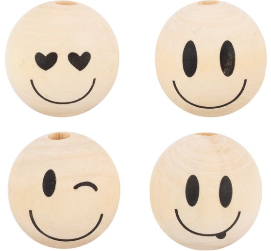 T&ecirc;tes en bois &laquo; Smile &raquo;, &Oslash; 2,5 cm, ensemble de 8