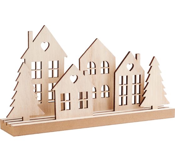 VBS Wooden plug-in motif "Village with fir trees"