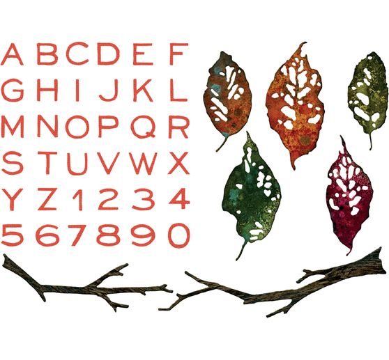 Sizzix Thinlits Ponssjabloon "Leaves + Sticks by Tim Holtz"