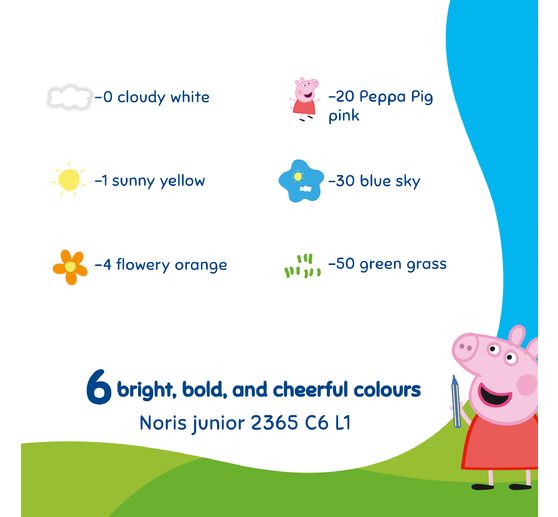 Noris junior Stra&szlig;enmalkreide "Peppa Pig", 6 Farben