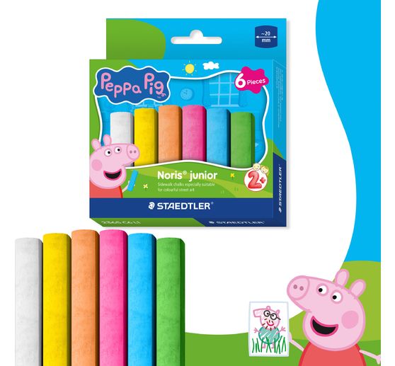 Noris junior Stra&szlig;enmalkreide "Peppa Pig", 6 Farben