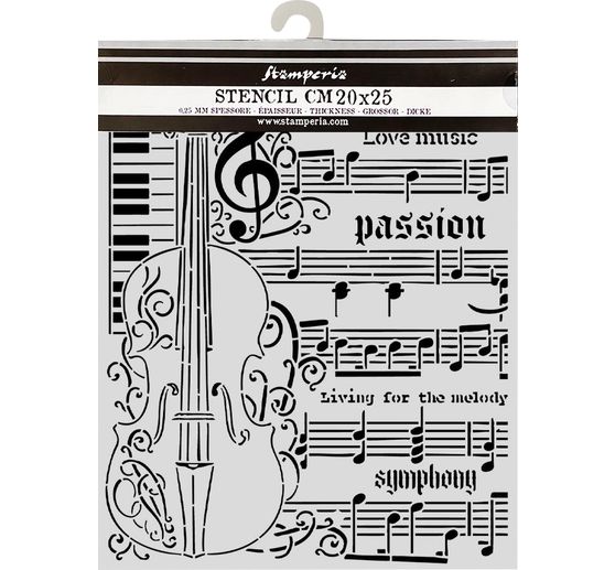 Stamperia Sjabloon "Symphony - Violin", 20 x 25 cm