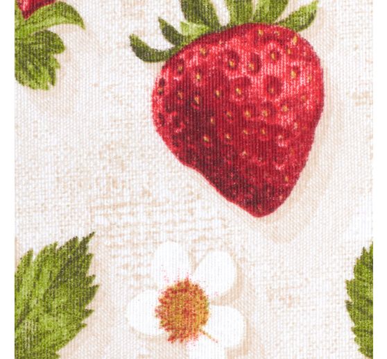 Tissu d&eacute;co imprim&eacute; aspect lin au m&egrave;tre &laquo; Fraises &raquo;