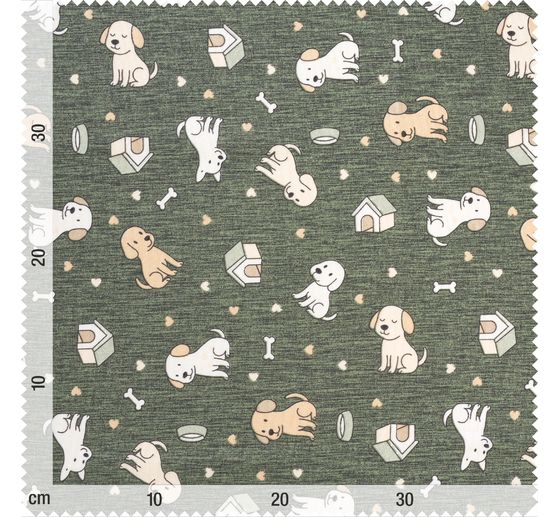 Tissu d&eacute;co imprim&eacute; aspect lin au m&egrave;tre &laquo; Doggy &raquo;