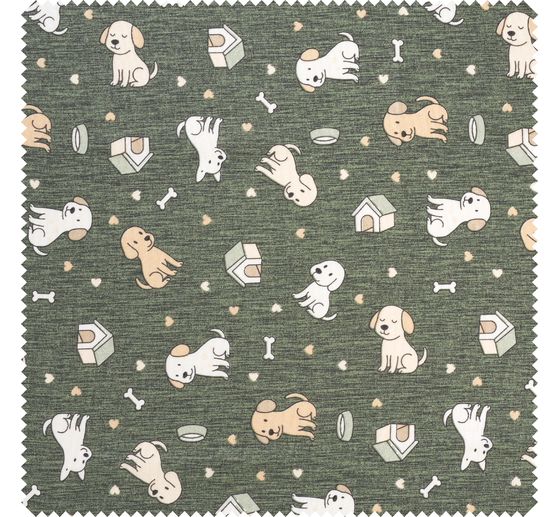 Tissu d&eacute;co imprim&eacute; aspect lin au m&egrave;tre &laquo; Doggy &raquo;