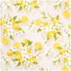 Tissu d&eacute;co imprim&eacute; aspect lin au m&egrave;tre &laquo; Fleur de citronnier &raquo;