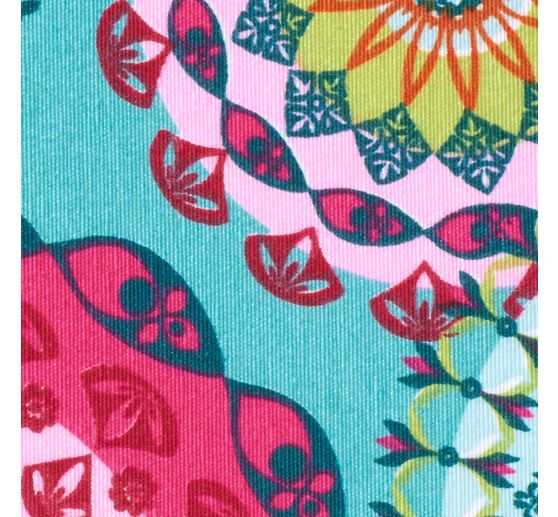 Tissu d&eacute;co imprim&eacute; aspect lin au m&egrave;tre &laquo; Mandala Multicolor &raquo;