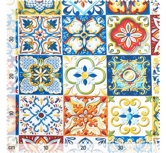 Tissu d&eacute;co imprim&eacute; aspect lin au m&egrave;tre &laquo; Talavera &raquo;