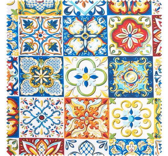 Tissu d&eacute;co imprim&eacute; aspect lin au m&egrave;tre &laquo; Talavera &raquo;