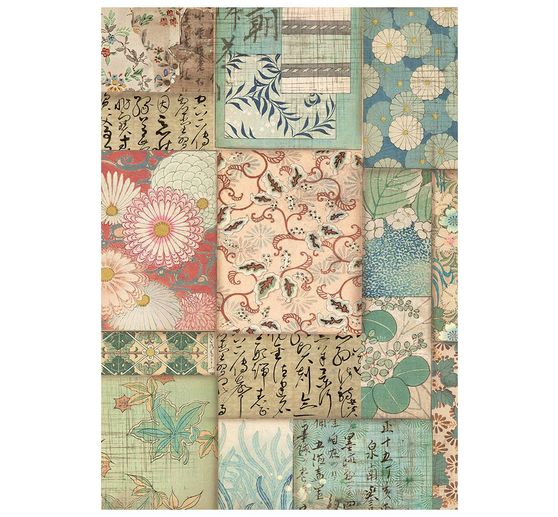 Stamperia Motief strozijde backgrounds "Oriental Garden", DIN A6, set van 8