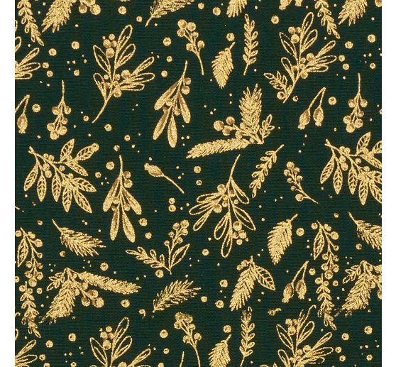 Baumwoll-Stoff Popeline Hot-Foil "Holly Green"