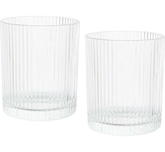 VBS Windlichtglas "Relax", geribbeld, 2 stuks