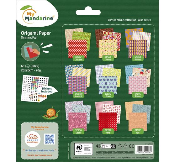 My Mandarine Vouwpapier assortiment "Kerstmis", 20 x 20 cm