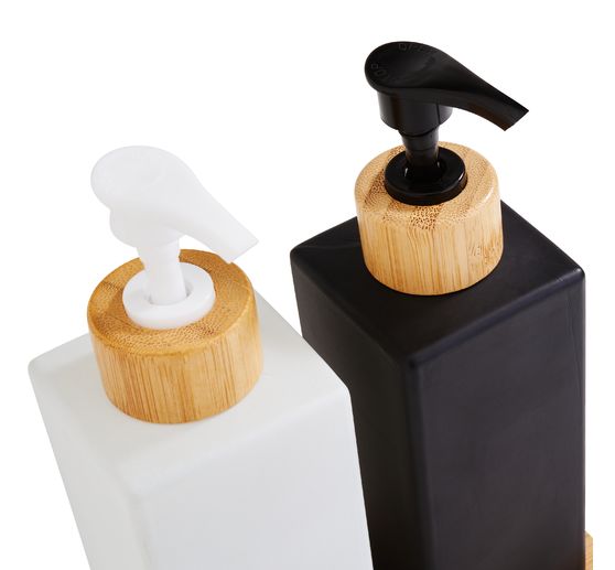 VBS Seifenspender-Set "Black & White", mit Bambus-Tablett