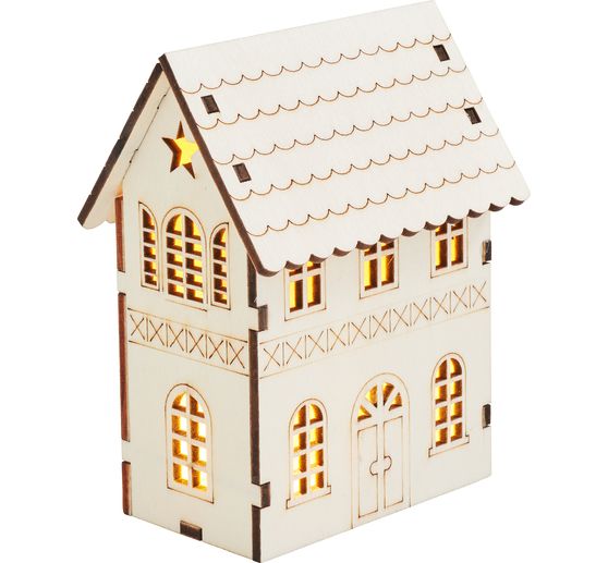 D&eacute;coration &agrave; embo&icirc;ter en bois VBS &laquo; Maison d&rsquo;hiver &eacute;toile &raquo;