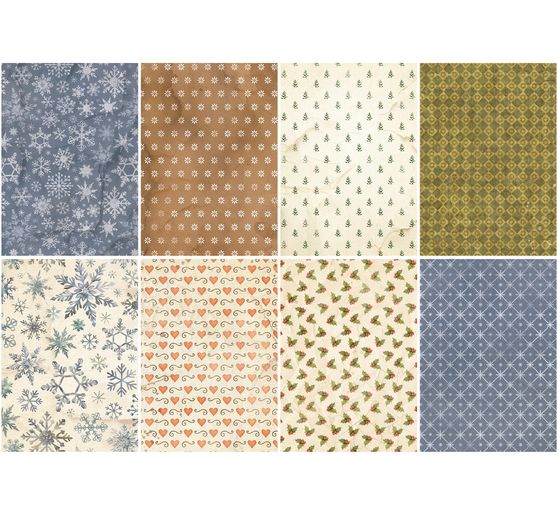 Stamperia Motiv-Strohseide Backgrounds "Silent Night", DIN A6, 8er Set