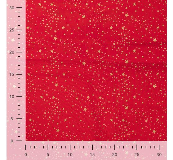 Baumwoll-Stoff Popeline Hot-Foil "Kleine Sterne-Rot"
