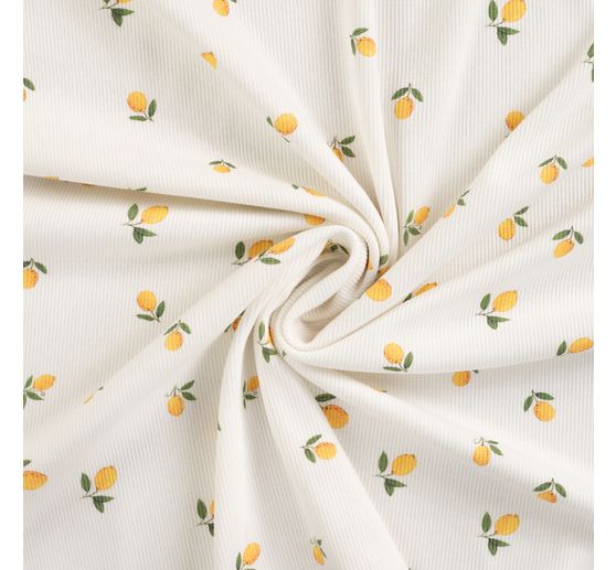 Tissu jersey c&ocirc;tel&eacute; au m&egrave;tre &laquo; Citrons &raquo;