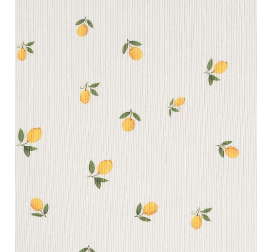 Tissu jersey c&ocirc;tel&eacute; au m&egrave;tre &laquo; Citrons &raquo;