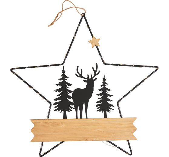 VBS Metalen decoratieve ster "Hert in het bos", met LED