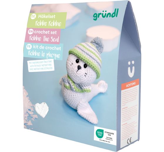 Kit crochet Gr&uuml;ndl &laquo; Robbie le phoque &raquo;