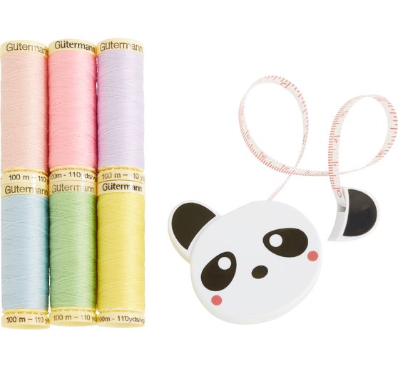 Set G&uuml;termann Sewing Friends Collection avec m&egrave;tre ruban r&eacute;tractable Panda