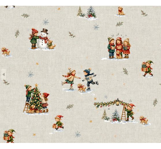 Baumwoll-Stoff "Weihnachtskinder Nostalgie", Acryl beschichtet