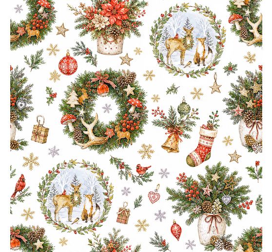 Baumwoll-Stoff "Festliche Weihnachtswelt", Acryl beschichtet