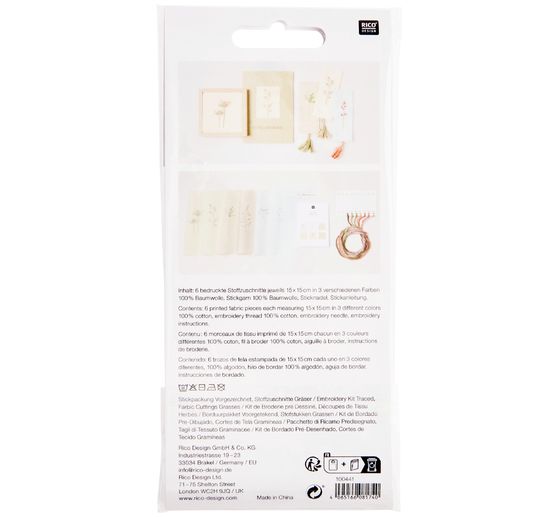 Kit de broderie &laquo; Fleurs et herbes &raquo;, pr&eacute;dessin&eacute;