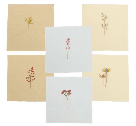 Kit de broderie &laquo; Fleurs et herbes &raquo;, pr&eacute;dessin&eacute;