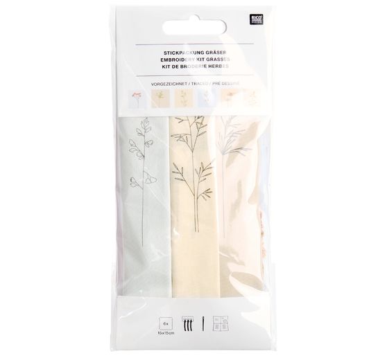 Kit de broderie &laquo; Fleurs et herbes &raquo;, pr&eacute;dessin&eacute;