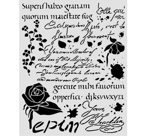 Stamperia Schablone "Flowers and Poems - Latin Inspirations", 20 x 25 cm