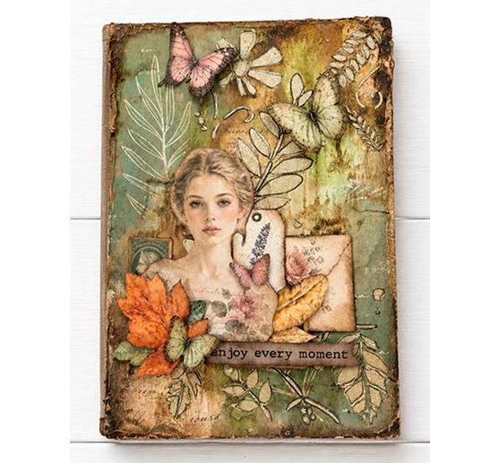 Stamperia Motiv-Strohseide Backgrounds "Flowers and Poems", DIN A6, 8er Set