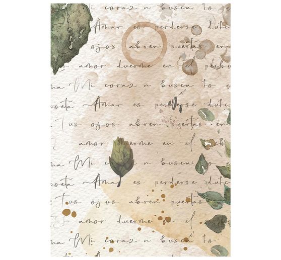 Stamperia Motiv-Strohseide Backgrounds "Flowers and Poems", DIN A6, 8er Set