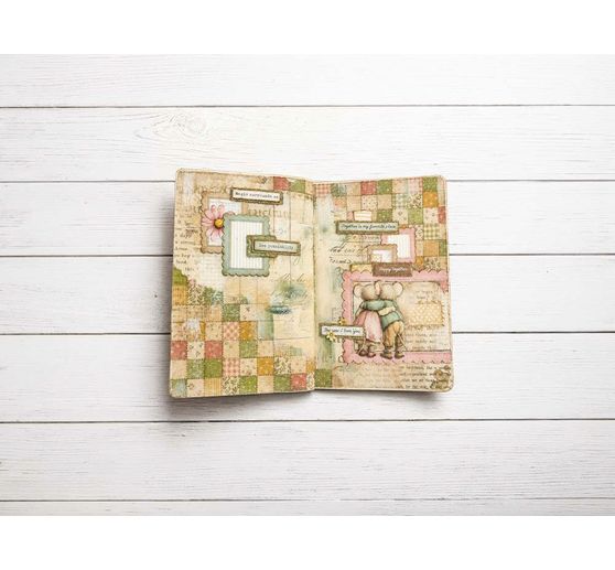 Stamperia Motiv-Strohseide Backgrounds "Cozy Family", DIN A6, 8er Set