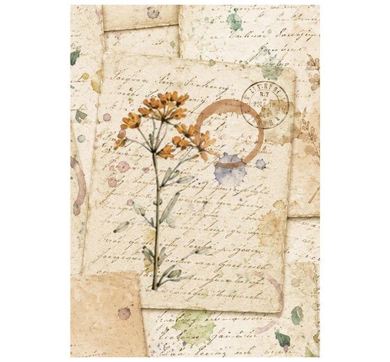 Assortiment de soies de paille &agrave; motifs Stamperia &laquo; Flowers and Poems &raquo;, DIN A6, set de 8 pi&egrave;ces