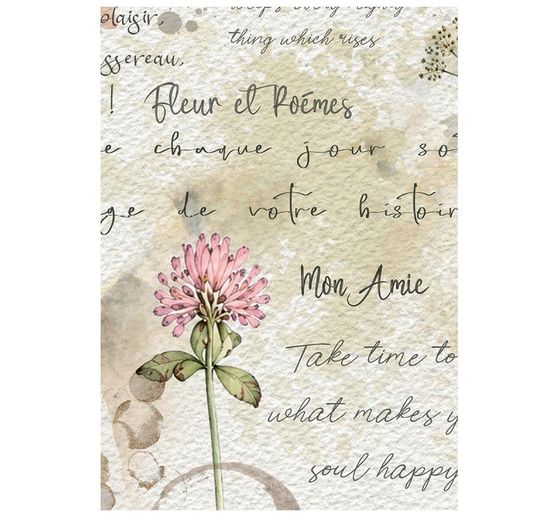 Assortiment de soies de paille &agrave; motifs Stamperia &laquo; Flowers and Poems &raquo;, DIN A6, set de 8 pi&egrave;ces