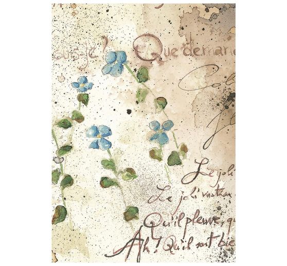 Assortiment de soies de paille &agrave; motifs Stamperia &laquo; Flowers and Poems &raquo;, DIN A6, set de 8 pi&egrave;ces