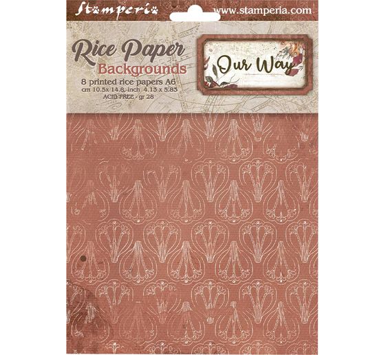 Stamperia Motief strozijde backgrounds "Our Way", DIN A6, set van 8